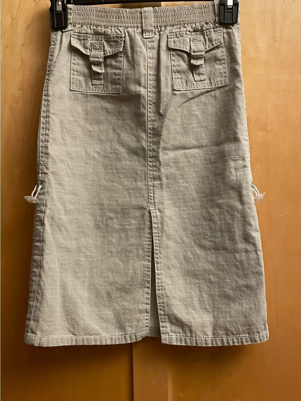 Beige Cargo Midi Skirt
